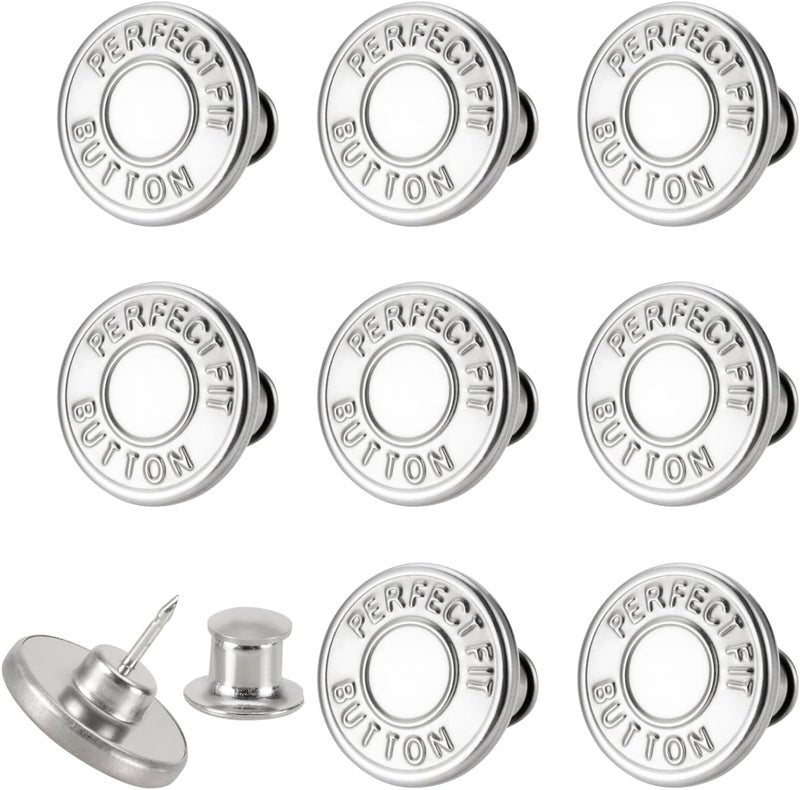 ZENGLU 8 Sets of 17 mm Pants Button, Jean Buttons Pins for Loose Jeans, Adjustable Button for Jeans, Reusable and Adjustable Metal Pants Button Tightener - Image 1
